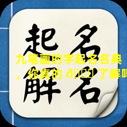 九笔画的字起名名典，你真的 🐎 了解吗